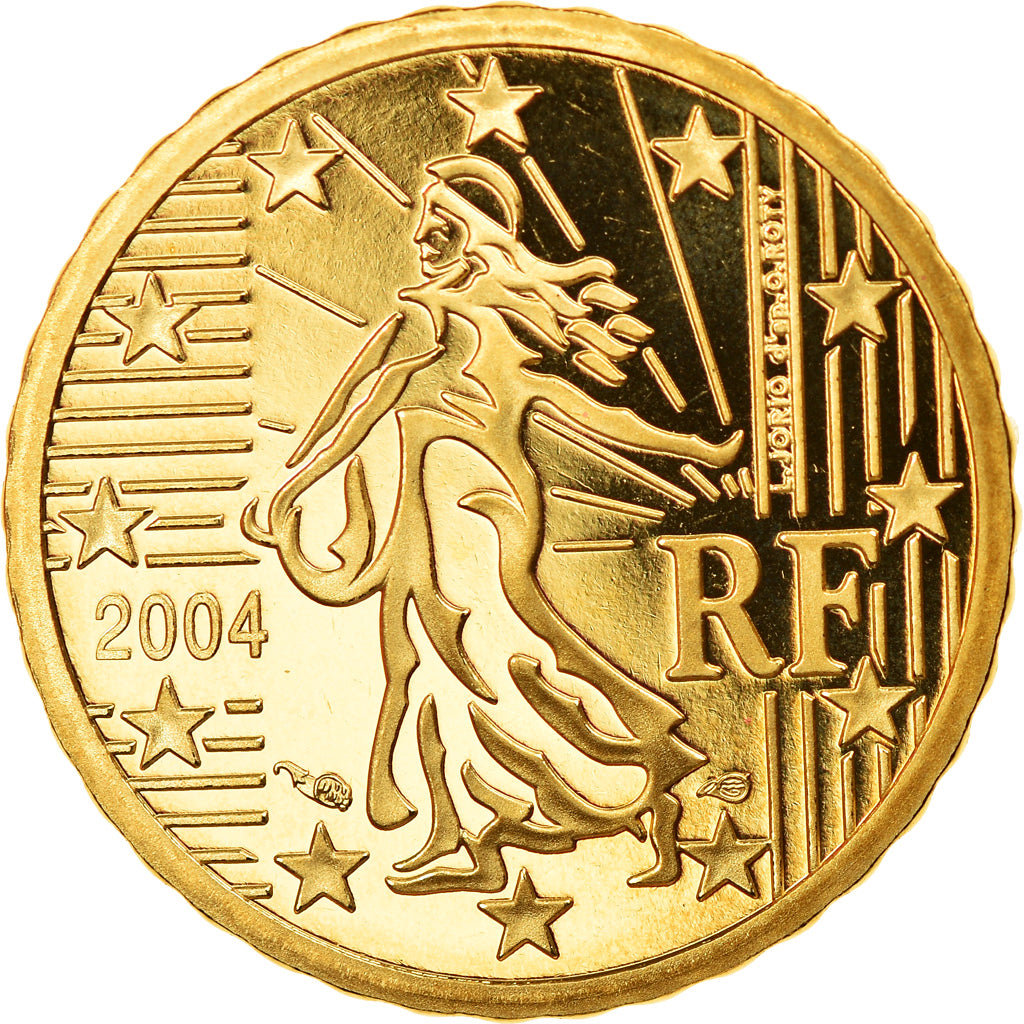 France, 10 Euro Cent, 2004, Paris, Proof, MS(65-70), Brass, Gadoury:4a, KM:1285