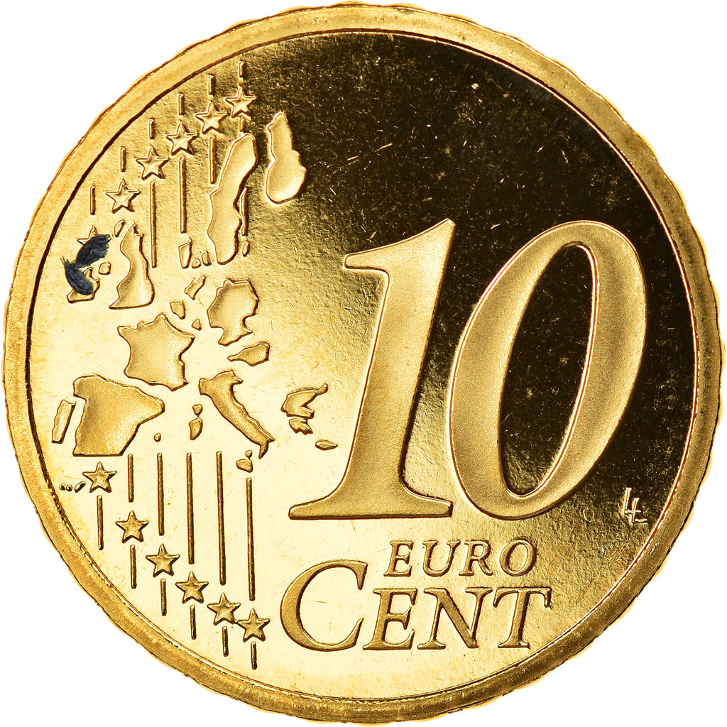 France, 10 Euro Cent, 2004, Paris, Proof, MS(65-70), Brass, Gadoury:4a, KM:1285