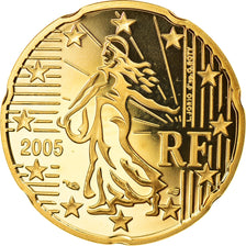 France, 20 Euro Cent, 2005, Paris, Proof, MS(65-70), Brass, Gadoury:5., KM:1286