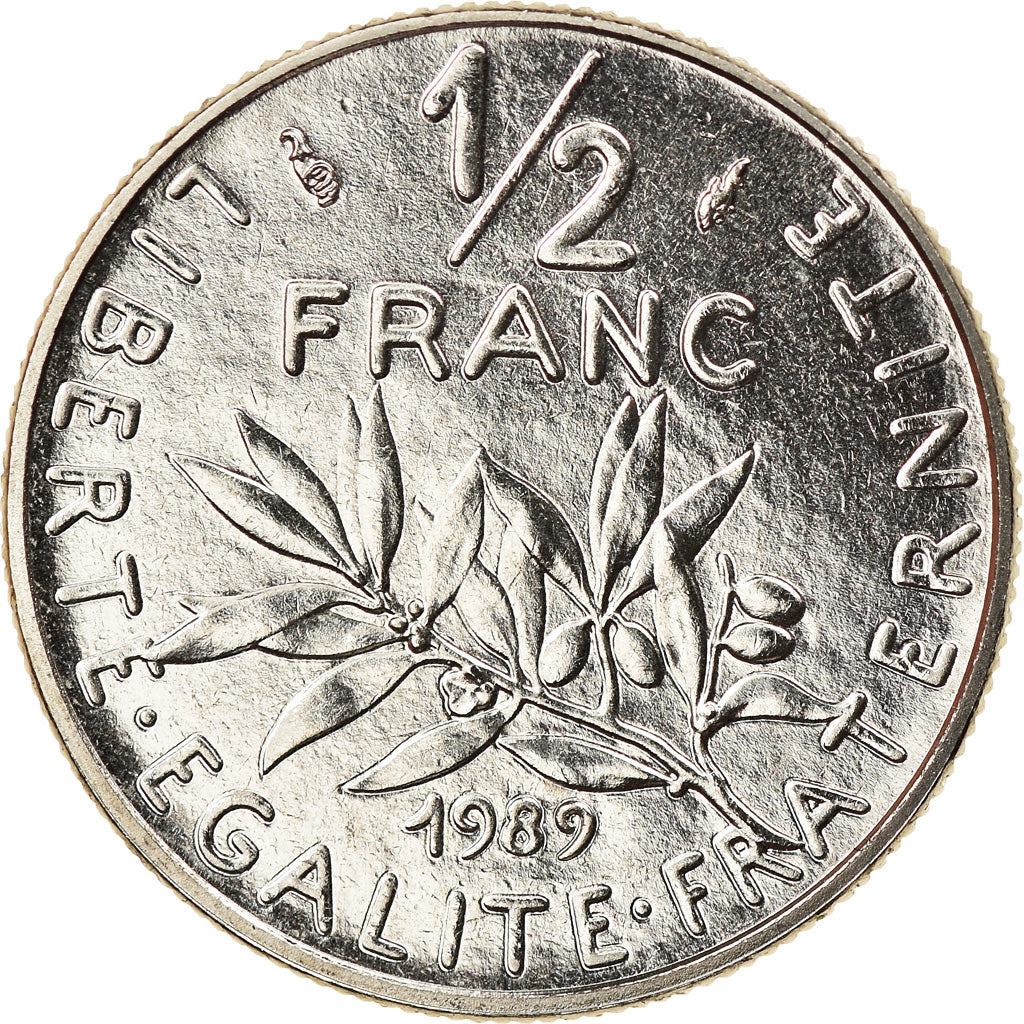 Moeda, França, Semeuse, 1/2 Franc, 1989, Paris, MS(65-70), Níquel, KM:931.1