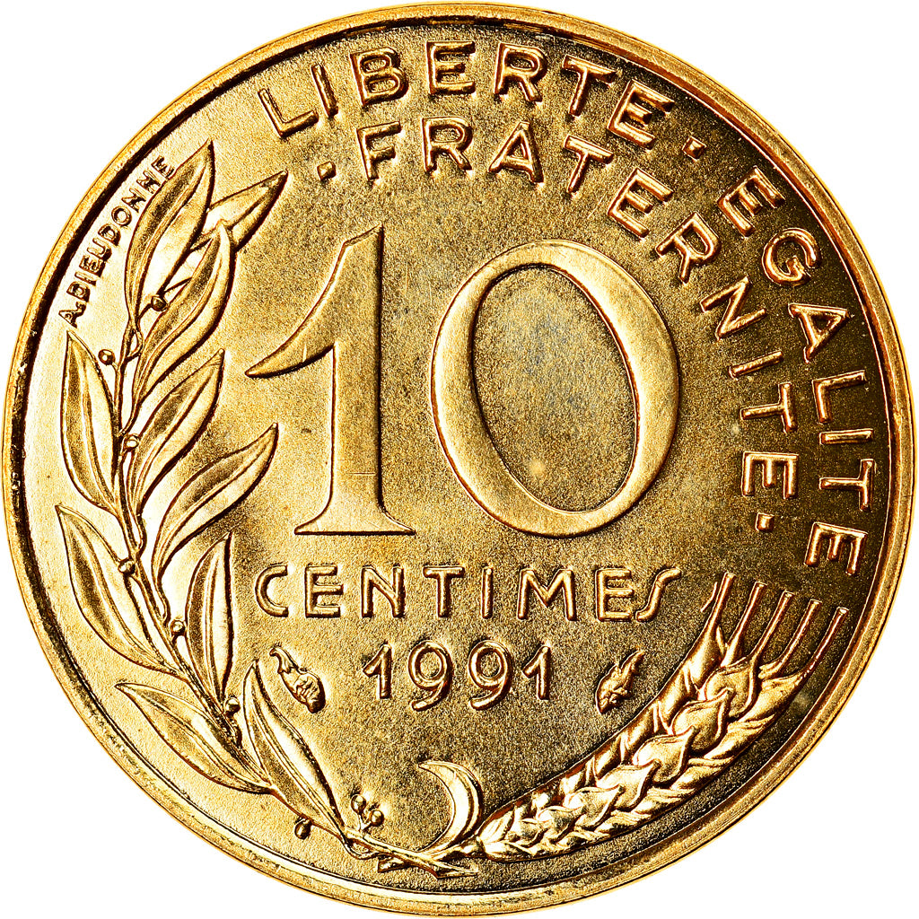 Coin, France, Marianne, 10 Centimes, 1991, Paris, Frappe médaille, MS(65-70)