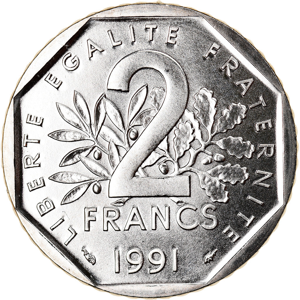 Coin, France, Semeuse, 2 Francs, 1991, Paris, Frappe médaille, UNC, Nickel