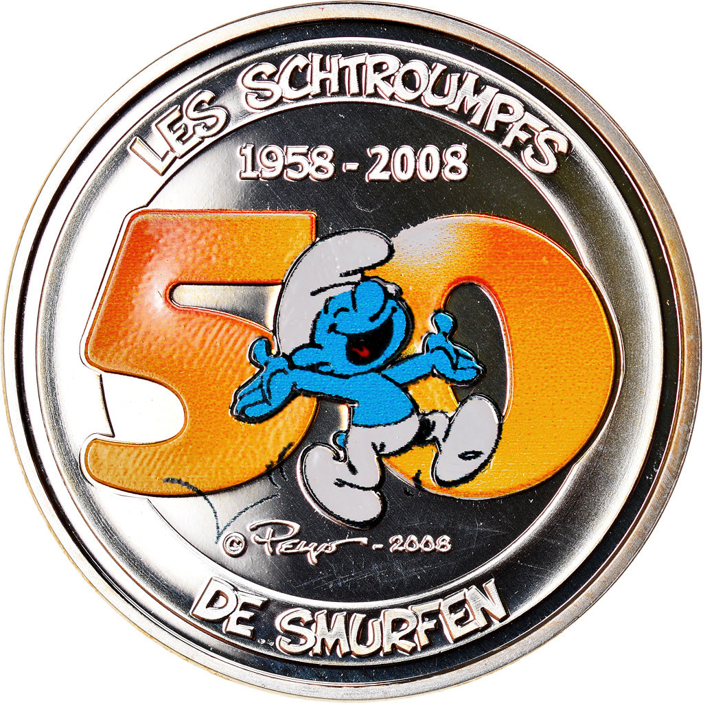 Belgien, 5 Euro Cent, Les Schtroumpfs, 2008, Proof, UNC, Silber