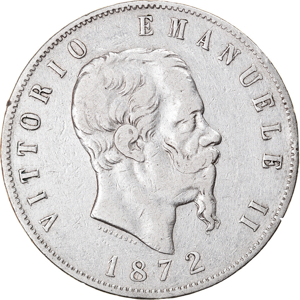 Munten, Italië, Vittorio Emanuele II, 5 Lire, 1872, Milan, FR+, Zilver, KM:8.3