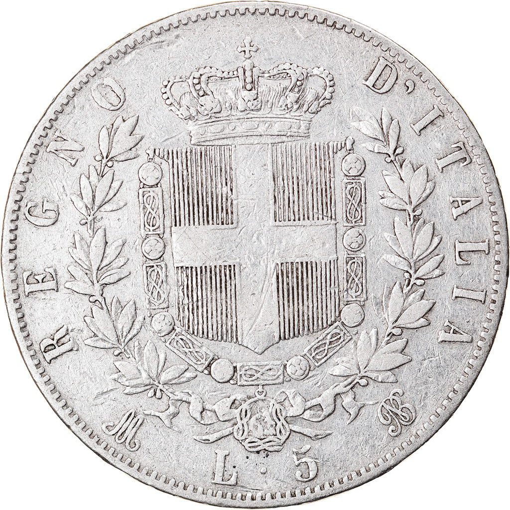 Munten, Italië, Vittorio Emanuele II, 5 Lire, 1872, Milan, FR+, Zilver, KM:8.3