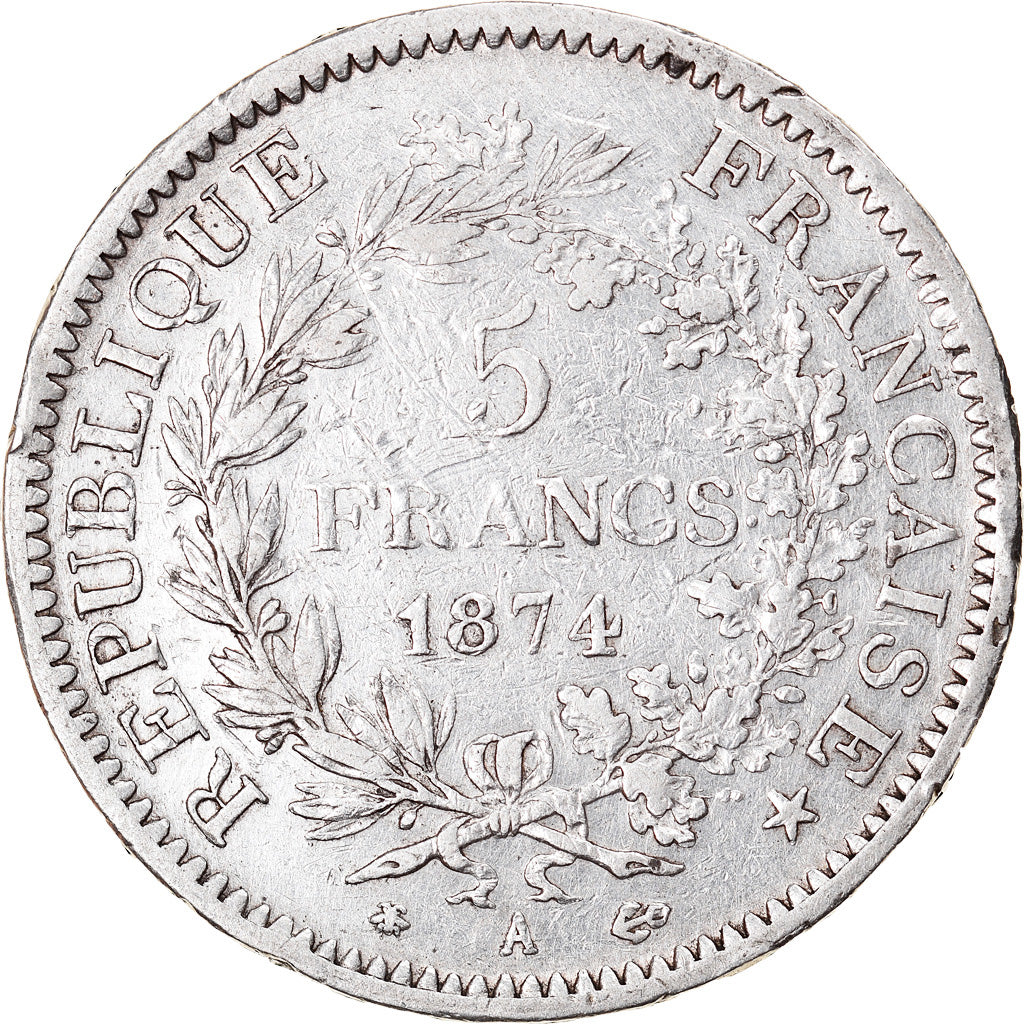 Coin, France, Hercule, 5 Francs, 1874, Paris, VF(30-35), Silver, KM:820.1