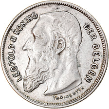Coin, Belgium, Leopold II, 2 Francs, 2 Frank, 1909, EF(40-45), Silver, KM:59