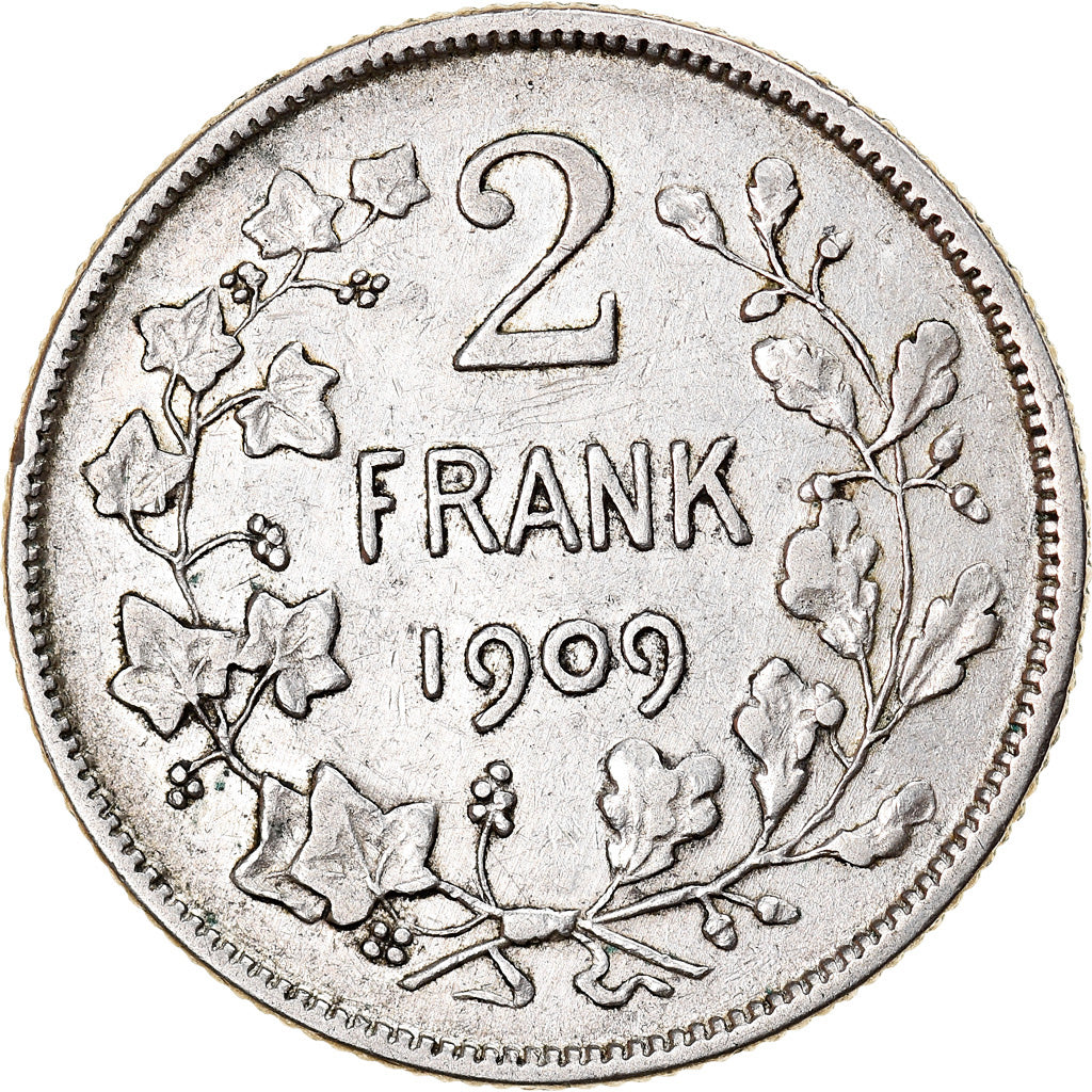 Coin, Belgium, Leopold II, 2 Francs, 2 Frank, 1909, EF(40-45), Silver, KM:59