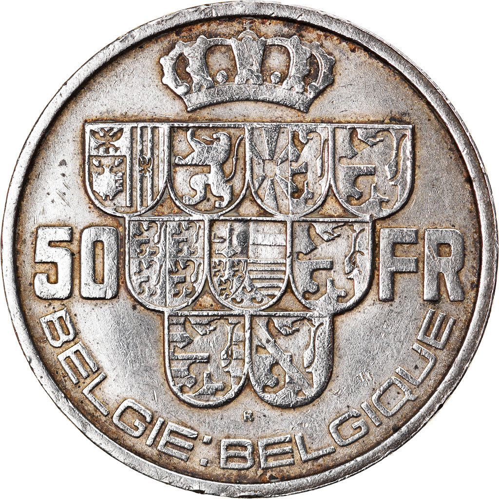 Coin, Belgium, Leopold III, 50 Francs, 50 Frank, 1939, EF(40-45), Silver