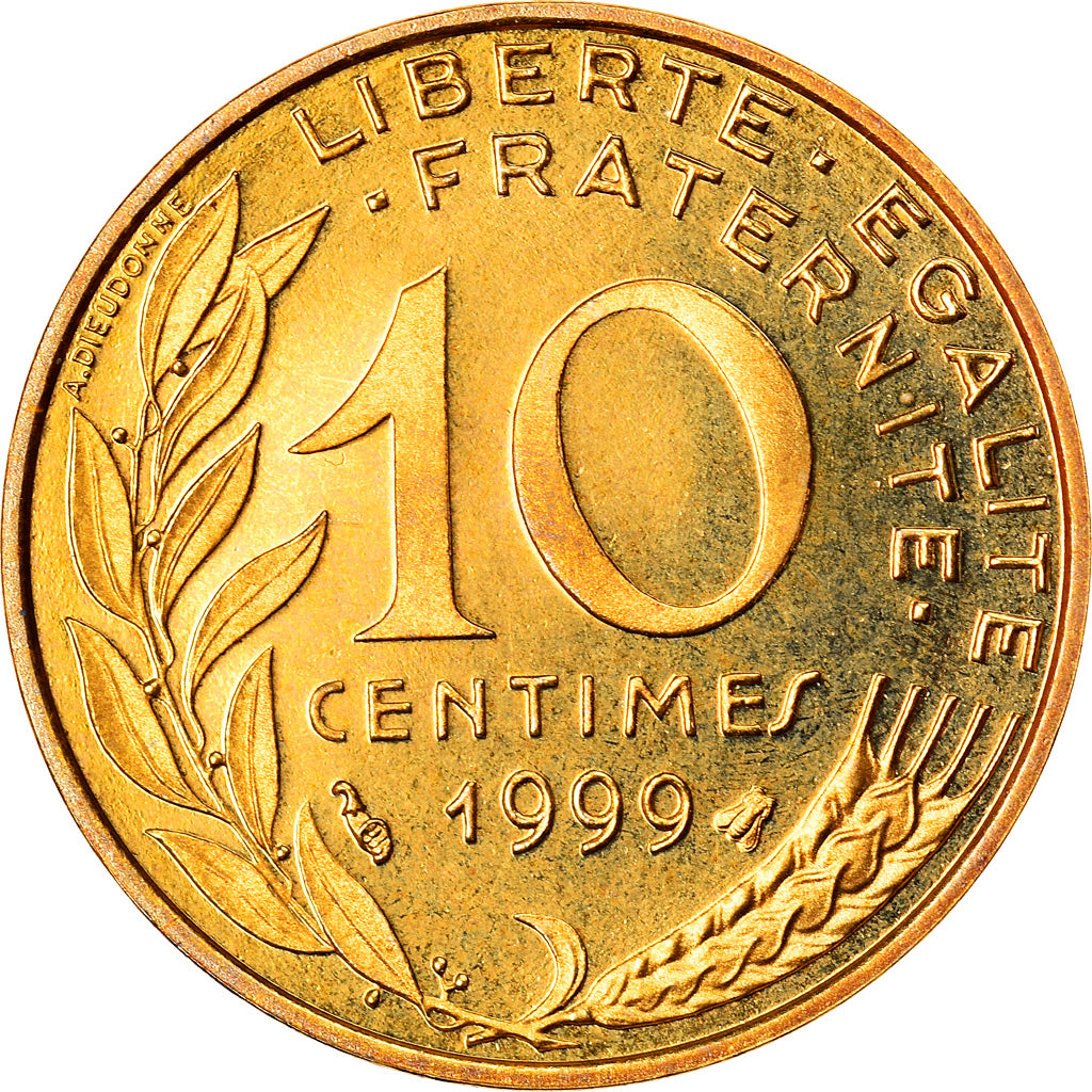 Munten, Frankrijk, Marianne, 10 Centimes, 1999, Paris, Proof, FDC
