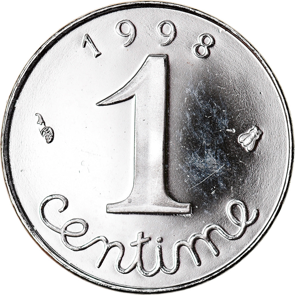 Moeda, França, Épi, Centime, 1998, Paris, Proof, MS(65-70), Aço Inoxidável