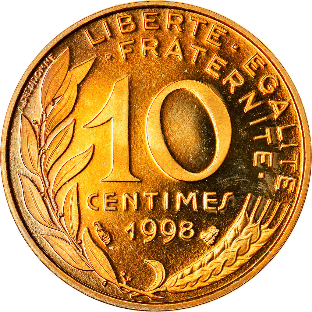 Munten, Frankrijk, Marianne, 10 Centimes, 1998, Paris, Proof, FDC