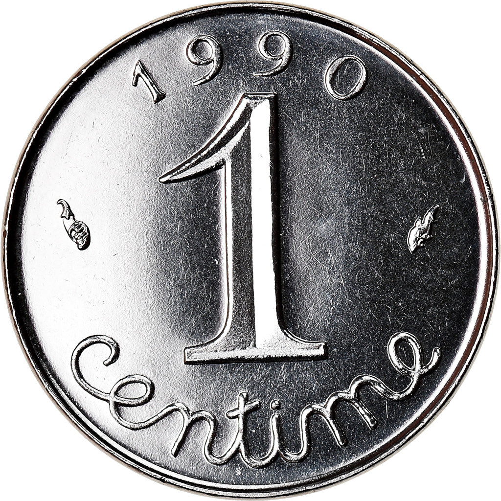 Moeda, França, Épi, Centime, 1990, Paris, MS(65-70), Aço Inoxidável, KM:928