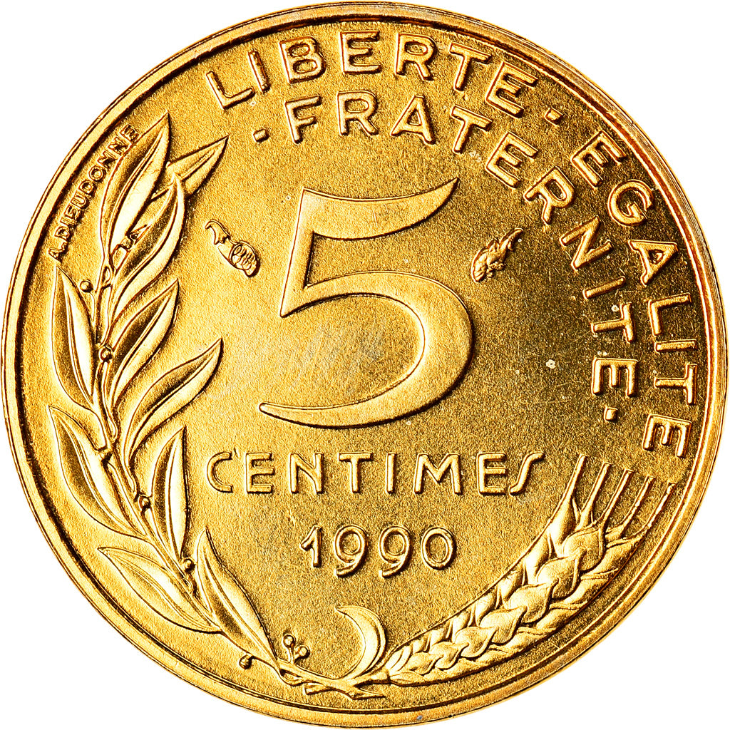 Münze, Frankreich, Marianne, 5 Centimes, 1990, Paris, STGL, Aluminum-Bronze