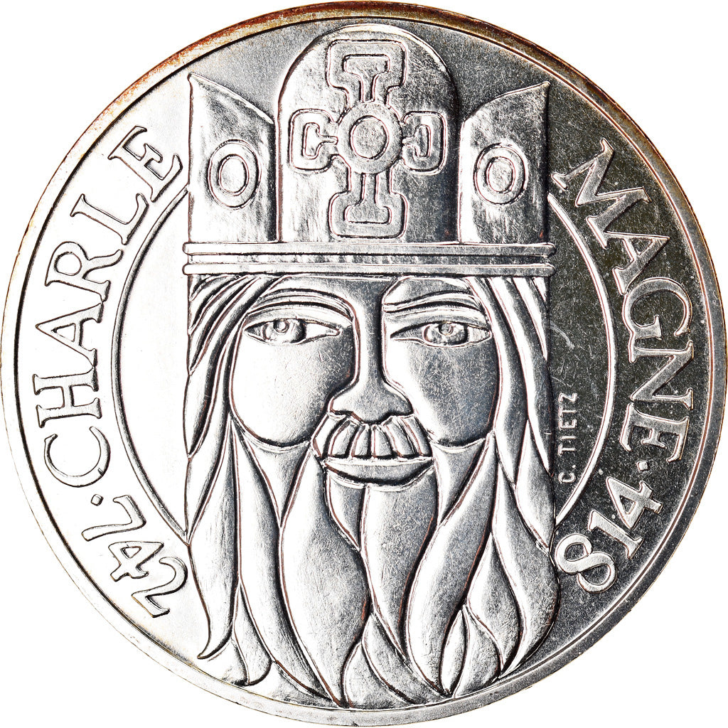 Coin, France, Charlemagne, 100 Francs, 1990, Paris, MS(65-70), Silver, KM:982