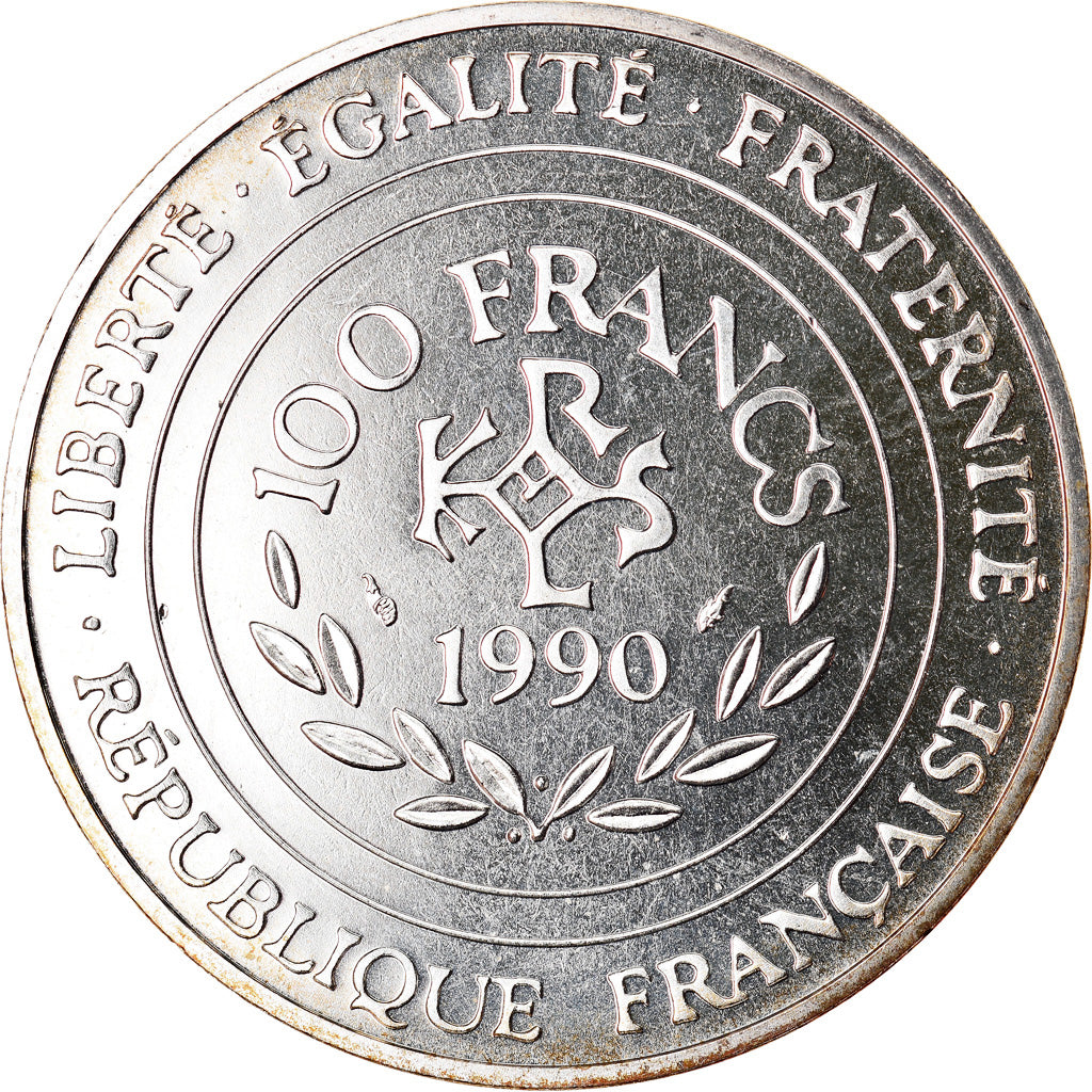 Coin, France, Charlemagne, 100 Francs, 1990, Paris, MS(65-70), Silver, KM:982