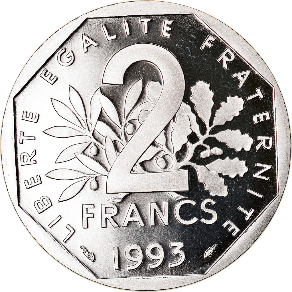 Moeda, França, Semeuse, 2 Francs, 1993, Paris, Proof, MS(65-70), Níquel