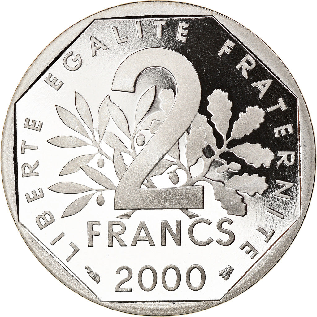 Moeda, França, Semeuse, 2 Francs, 2000, Paris, Proof, MS(65-70), Níquel