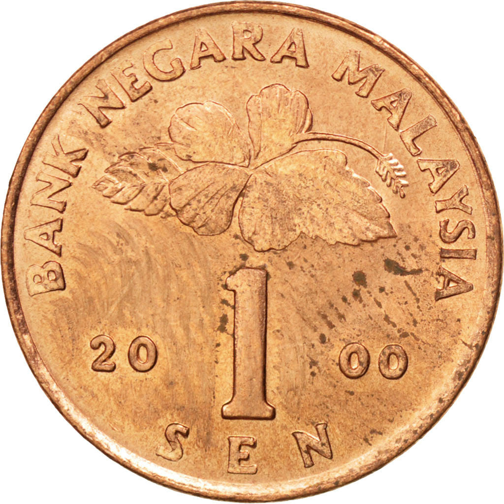Coin, Malaysia, Sen, 2000, MS(63), Bronze Clad Steel, KM:49