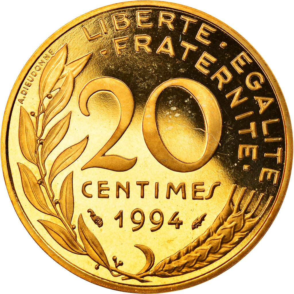 Coin, France, Marianne, 20 Centimes, 1994, Paris, Proof, MS(65-70)