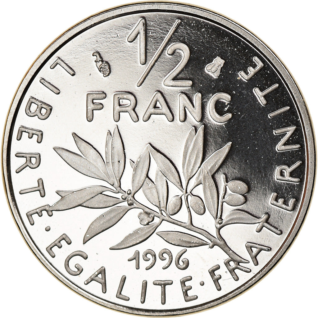 Moeda, França, Semeuse, 1/2 Franc, 1996, Paris, Proof, MS(65-70), Níquel