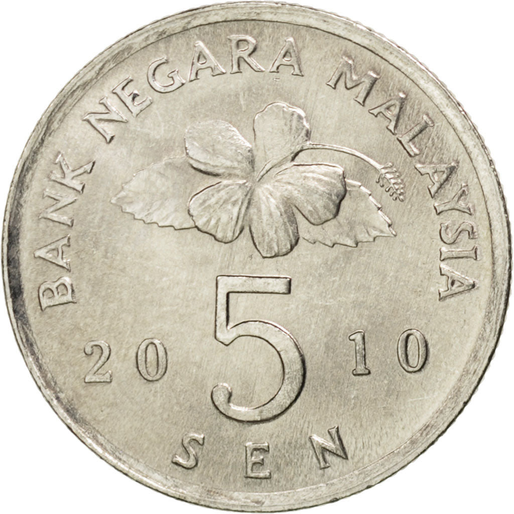 Coin, Malaysia, 5 Sen, 2010, MS(63), Copper-nickel, KM:50