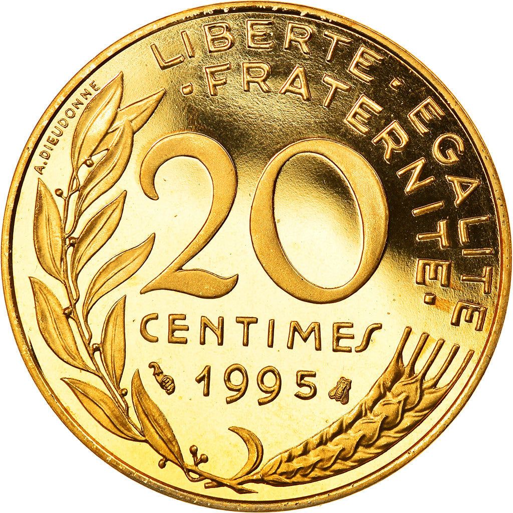 Moneda, Francia, Marianne, 20 Centimes, 1995, Paris, Proof, FDC, Aluminio -