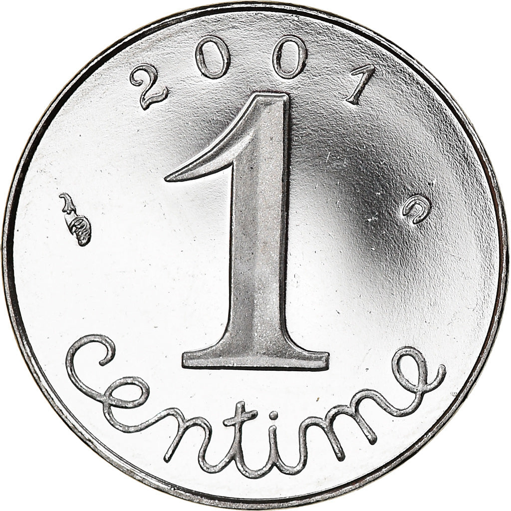 Moeda, França, Épi, Centime, 2001, Paris, Proof, MS(65-70), Aço Inoxidável