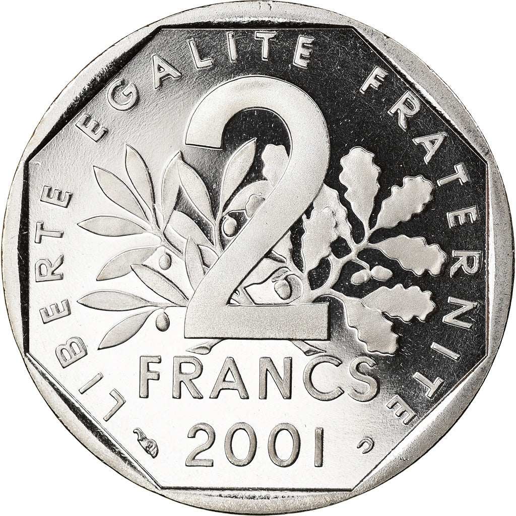 Munten, Frankrijk, Semeuse, 2 Francs, 2001, Paris, Proof, FDC, Nickel, KM:942.2