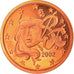 France, Euro Cent, 2002, Paris, Proof, MS(65-70), Copper Plated Steel