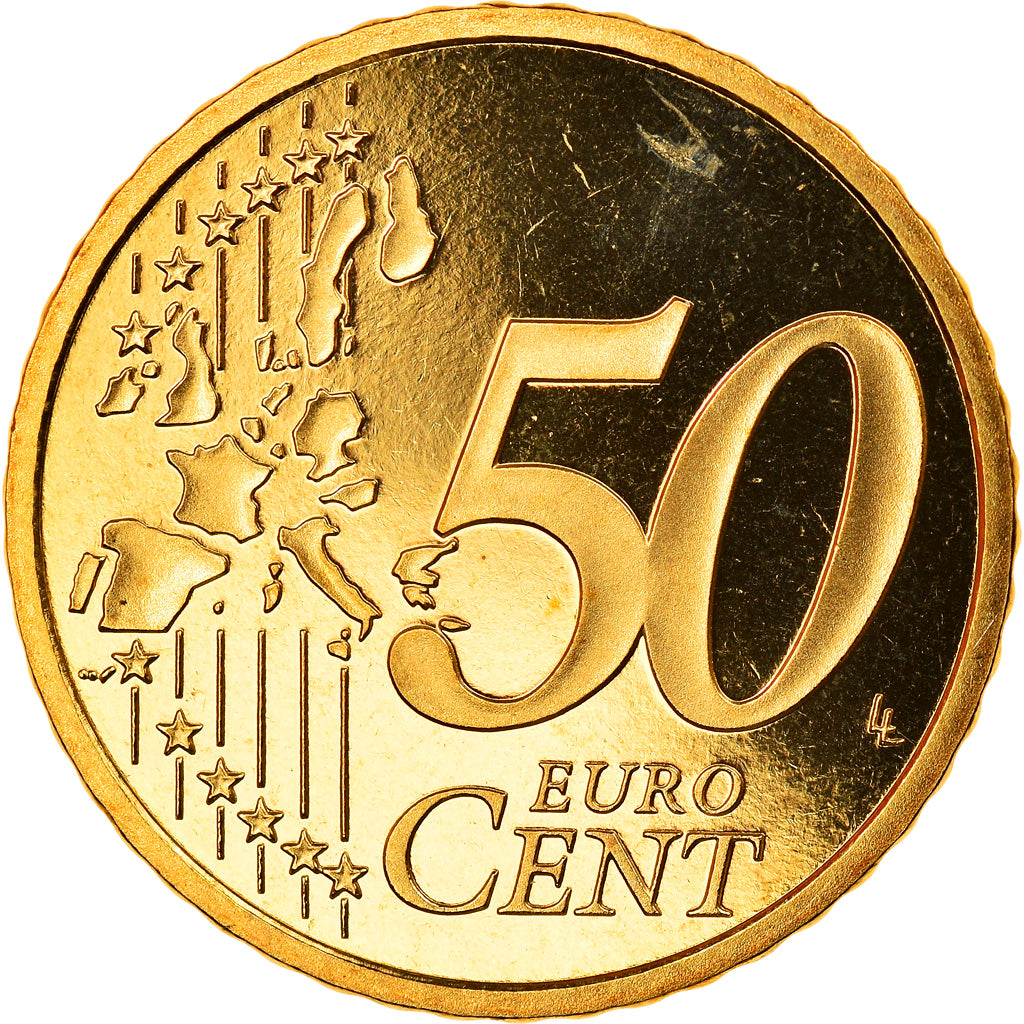 France, 50 Euro Cent, 2002, Paris, Proof, MS(65-70), Brass, Gadoury:6., KM:1287