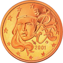 France, 2 Euro Cent, 2001, Paris, Proof, MS(65-70), Copper Plated Steel