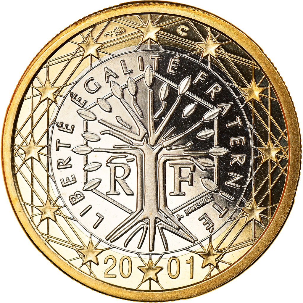 Frankrijk, Euro, 2001, Paris, Proof, FDC, Bi-Metallic, Gadoury:7, KM:1288