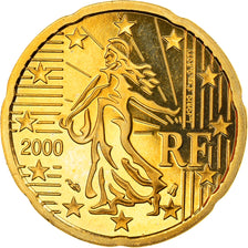 France, 20 Euro Cent, 2000, Paris, Proof, MS(65-70), Brass, Gadoury:5., KM:1286