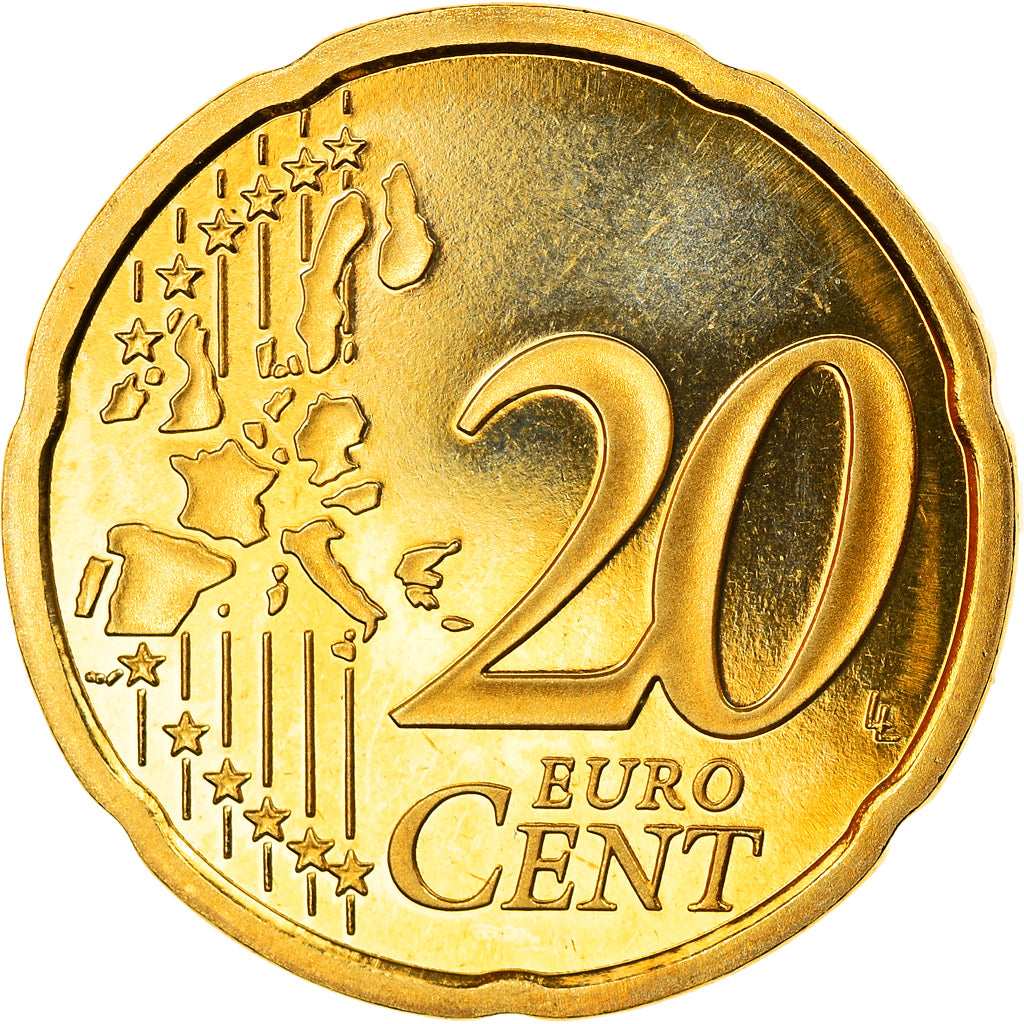 France, 20 Euro Cent, 2000, Paris, Proof, MS(65-70), Brass, Gadoury:5., KM:1286