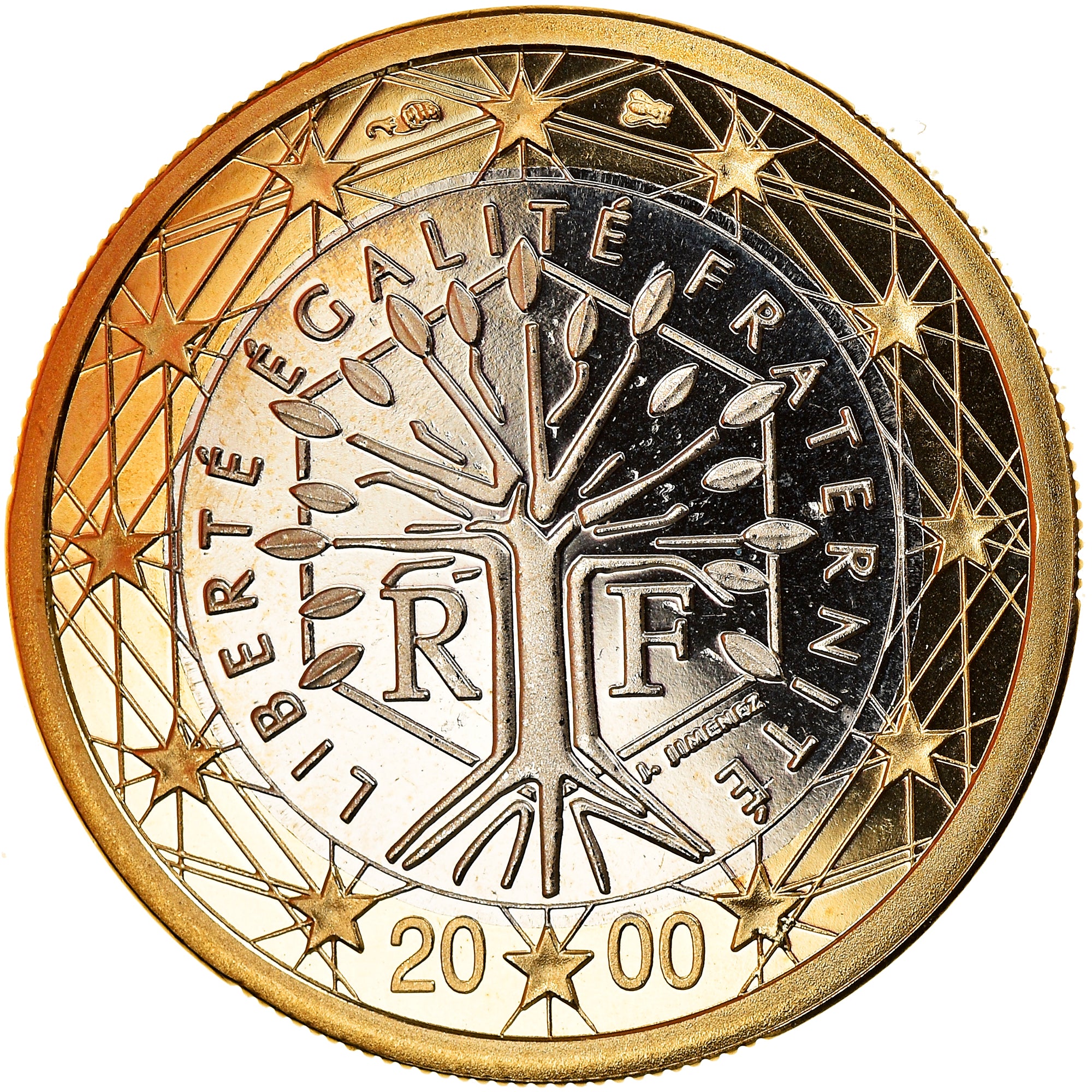 Frankrijk, Euro, 2000, Paris, Proof, FDC, Bi-Metallic, Gadoury:7, KM:1288