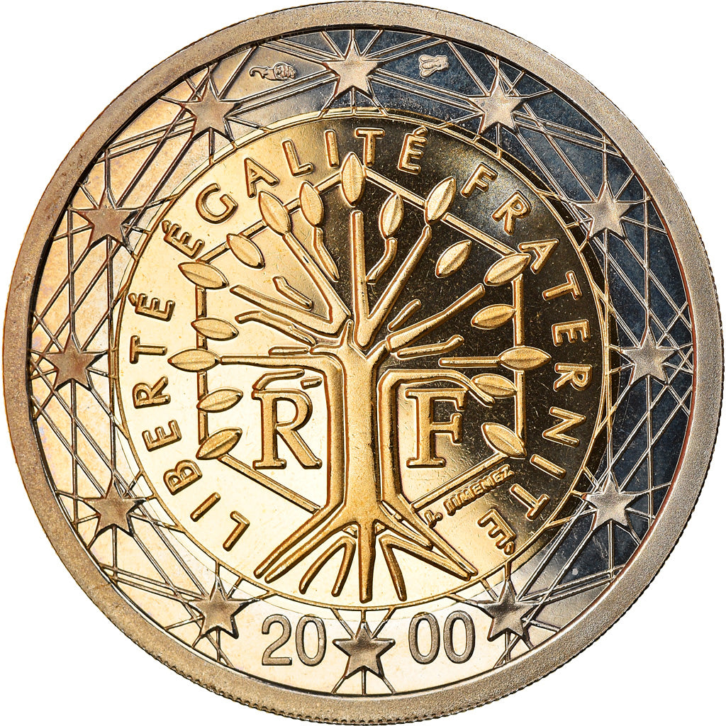 France, 2 Euro, 2000, Paris, Proof, MS(65-70), Bi-Metallic, Gadoury:8., KM:1289