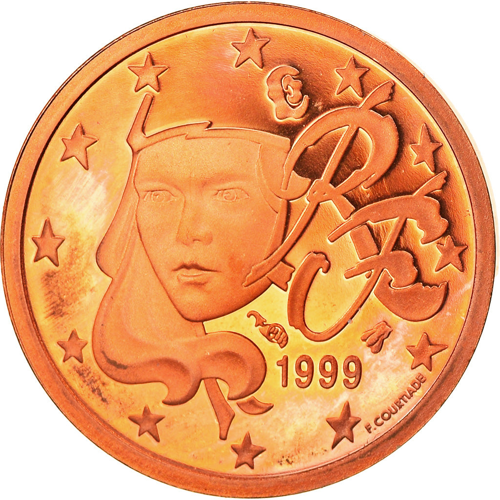 France, Euro Cent, 1999, Paris, Proof, MS(65-70), Copper Plated Steel