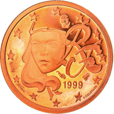 France, Euro Cent, 1999, Paris, Proof, MS(65-70), Copper Plated Steel