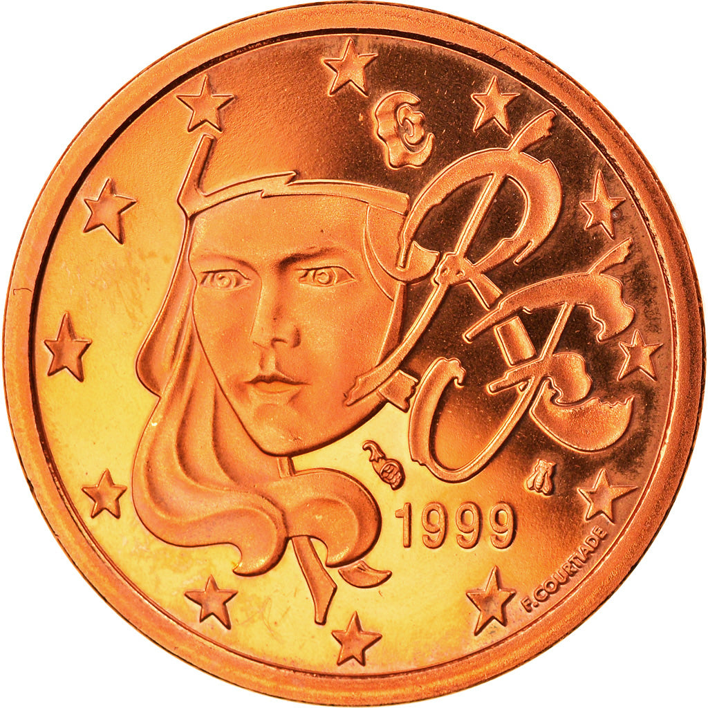 Francja, 5 Euro Cent, 1999, Paris, Proof, MS(65-70), Miedź platerowana stalą