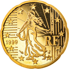 France, 20 Euro Cent, 1999, Paris, Proof, MS(65-70), Brass, Gadoury:5., KM:1286