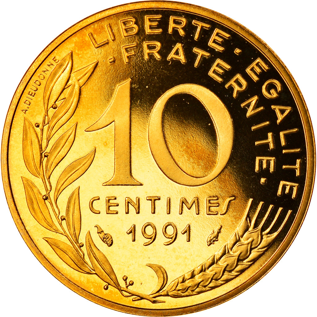 Munten, Frankrijk, Marianne, 10 Centimes, 1991, Paris, Proof, FDC
