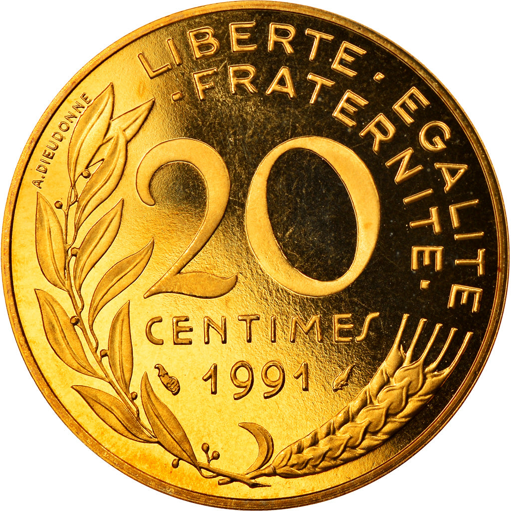 Coin, France, Marianne, 20 Centimes, 1991, Paris, Proof, MS(65-70)