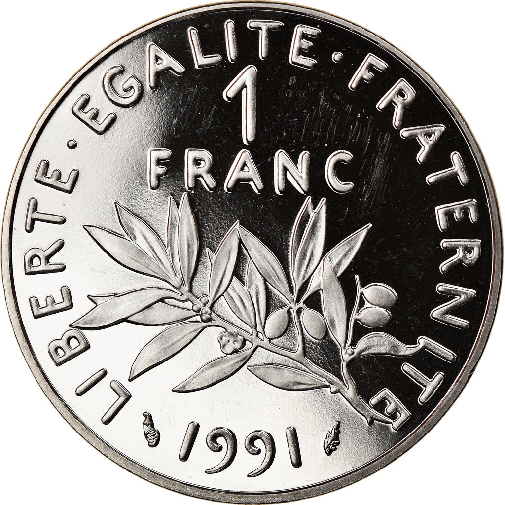 Moneta, Francia, Semeuse, Franc, 1991, Paris, Proof, FDC, Nichel, KM:925.1