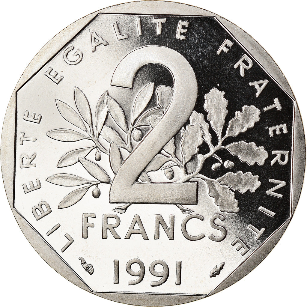 Coin, France, Semeuse, 2 Francs, 1991, Paris, Proof, MS(65-70), Nickel