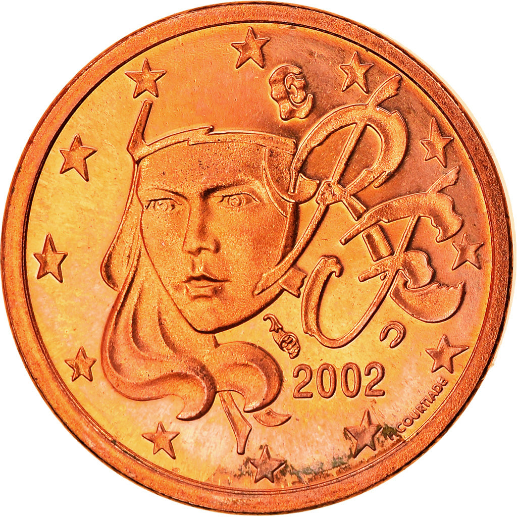 France, Euro Cent, 2002, Paris, Proof, MS(65-70), Copper Plated Steel