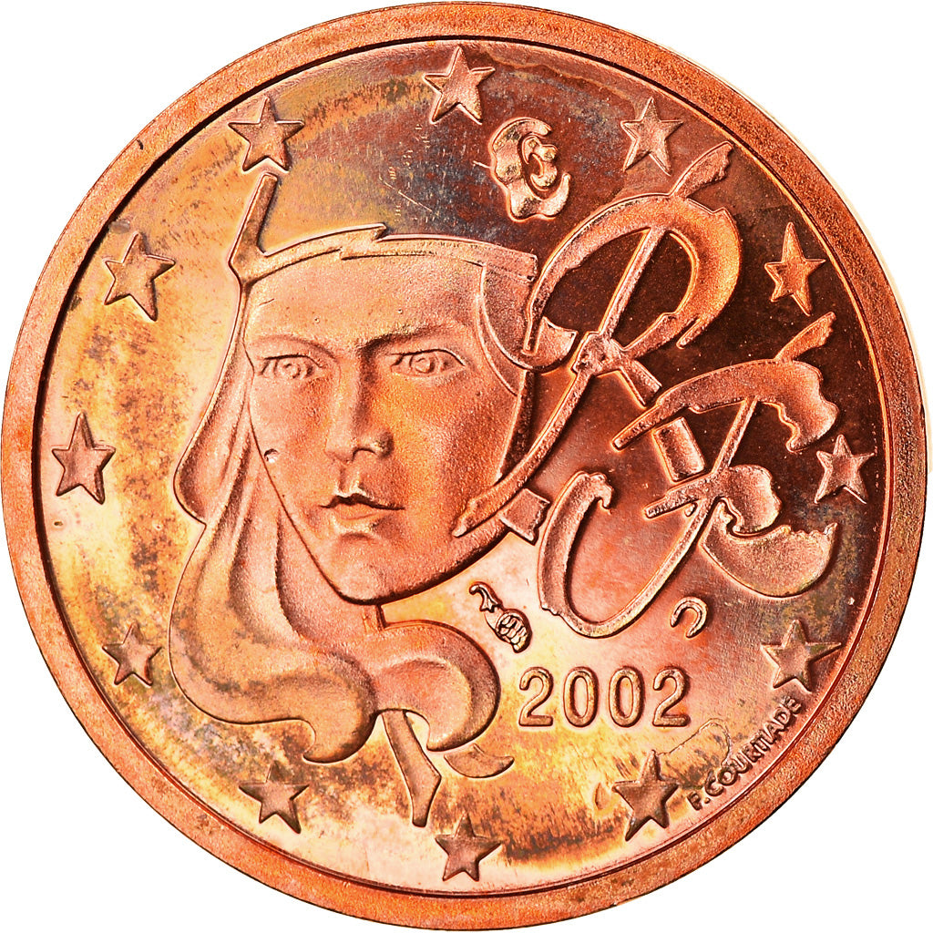 France, 2 Euro Cent, 2002, Paris, Proof, MS(65-70), Copper Plated Steel