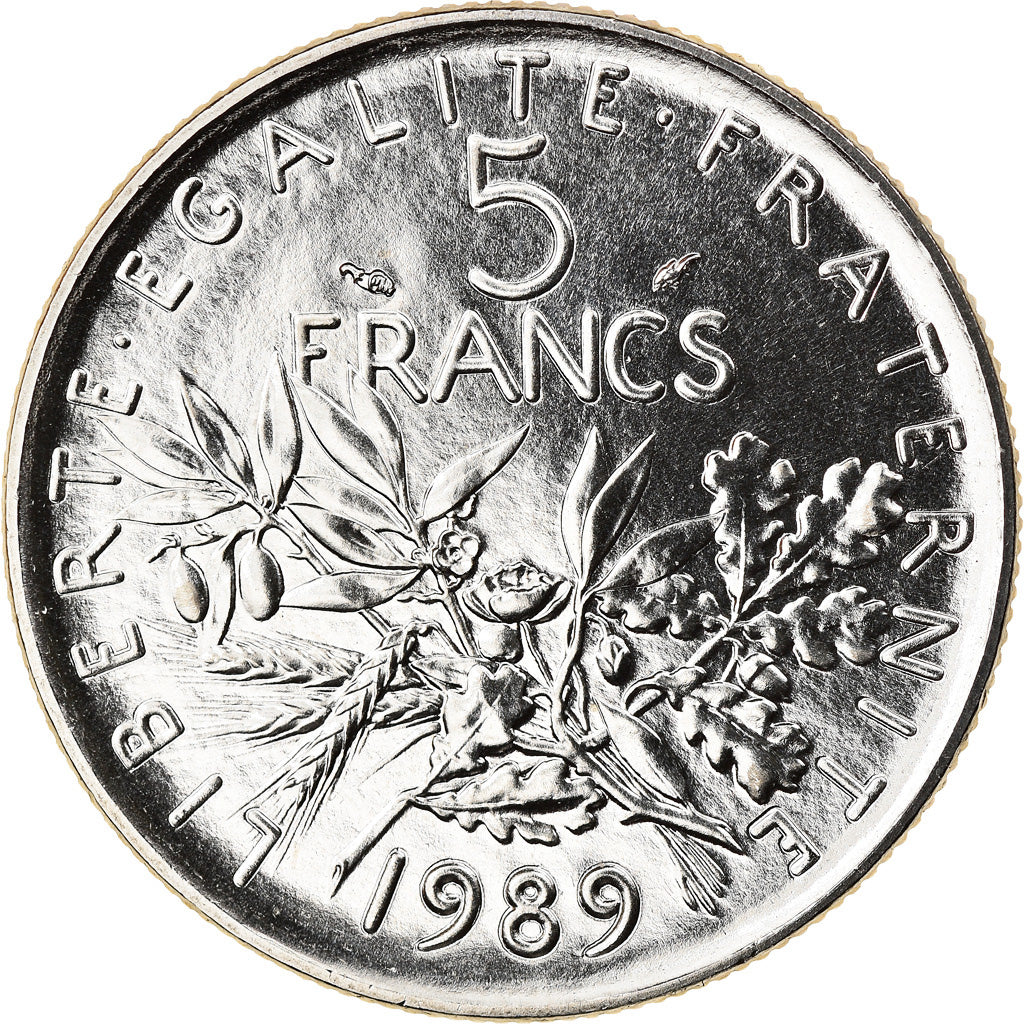 Moneta, Francia, Semeuse, 5 Francs, 1989, Paris, FDC, Nichel placcato