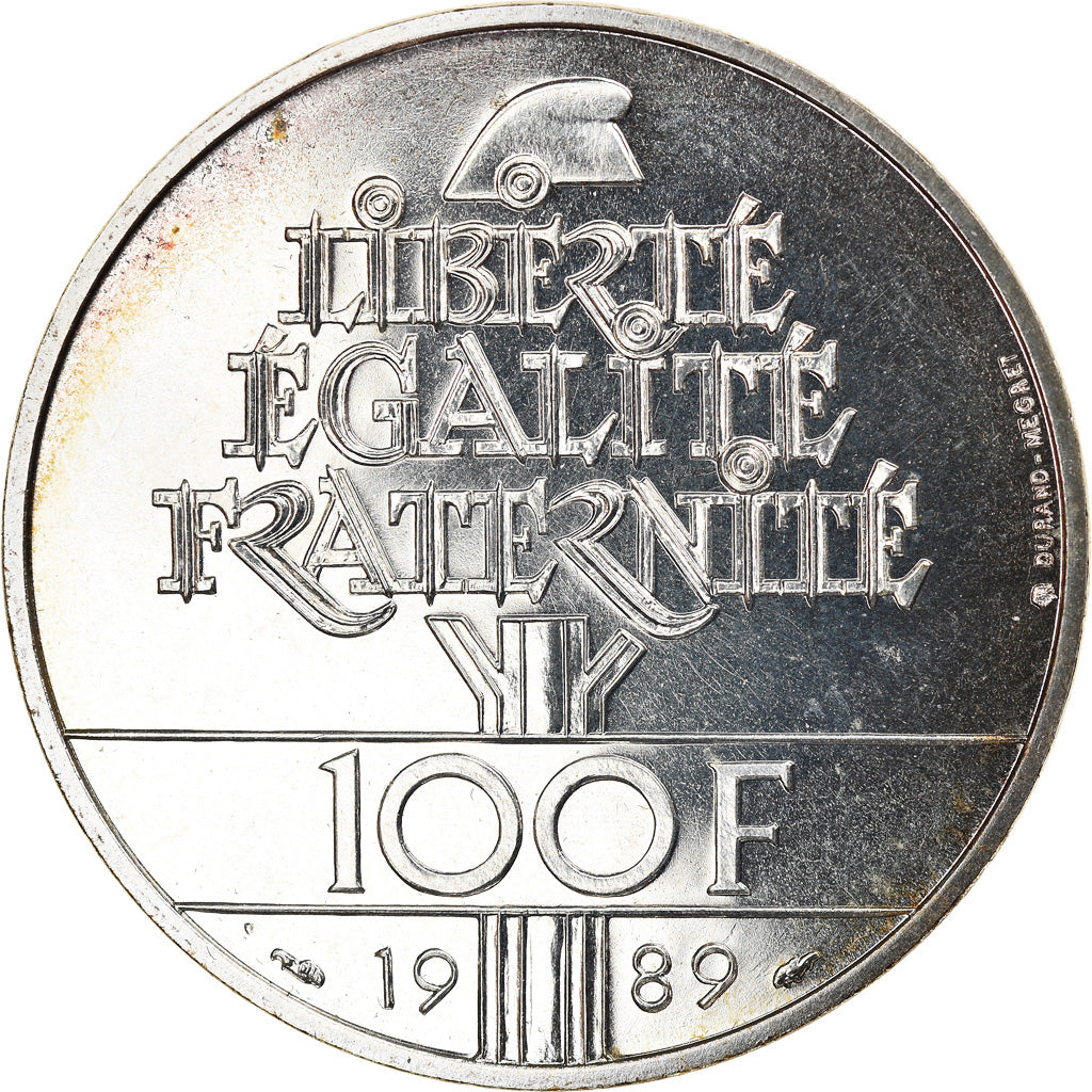 Coin, France, Droits de l'Homme, 100 Francs, 1989, Paris, MS(65-70), Silver