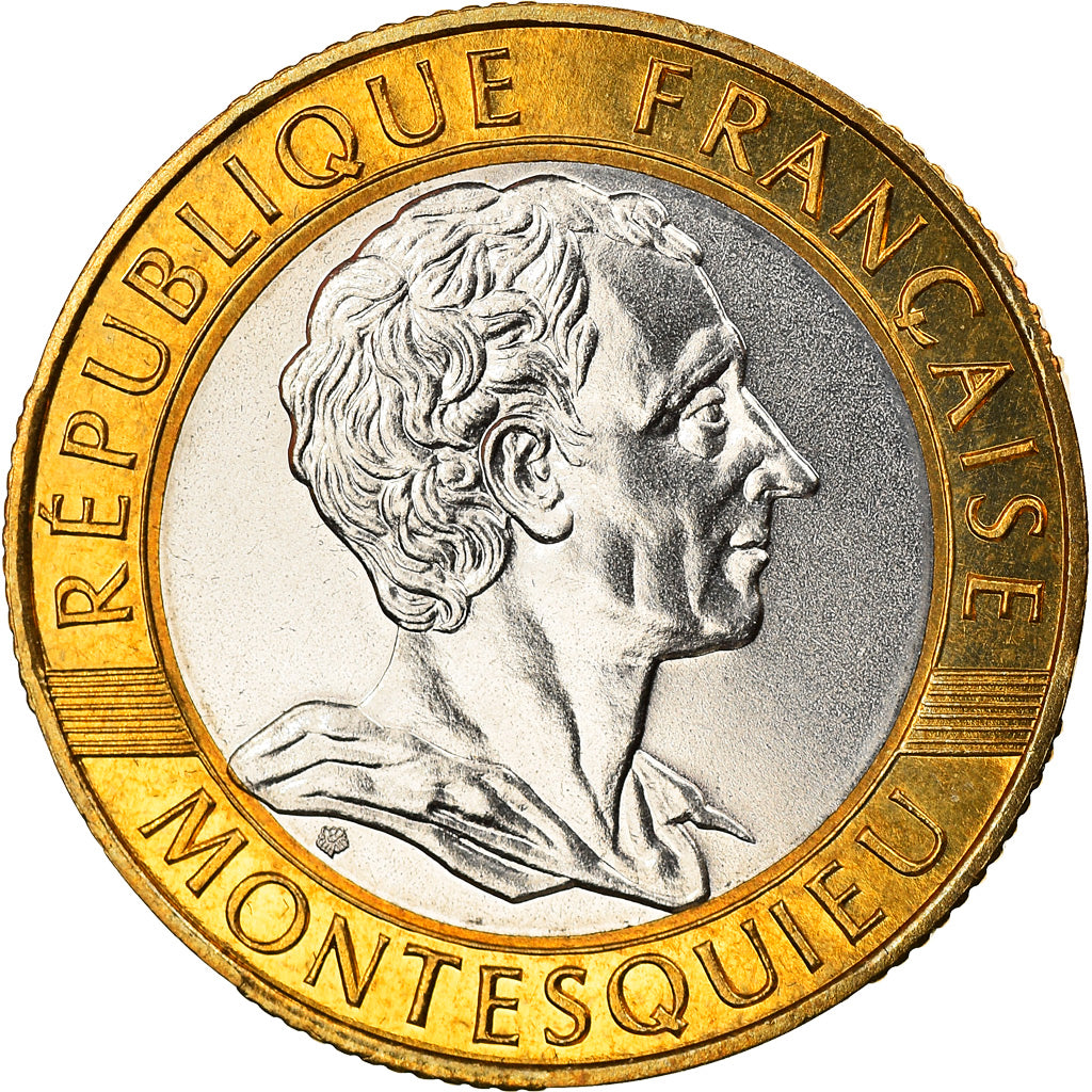 Coin, France, Montesquieu, 10 Francs, 1989, Paris, MS(65-70), Bi-Metallic